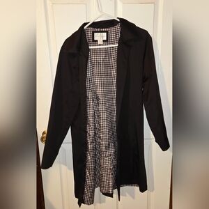 Black Long Coat with Checkered Lining